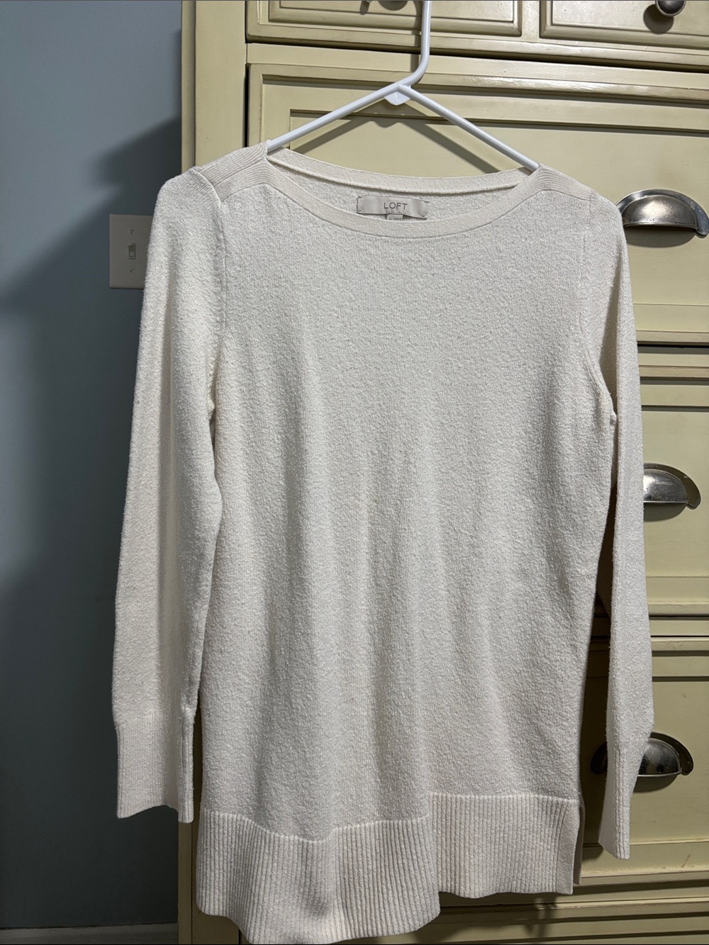 LOFT Cream Crewneck Lightweight Knit Sweater
